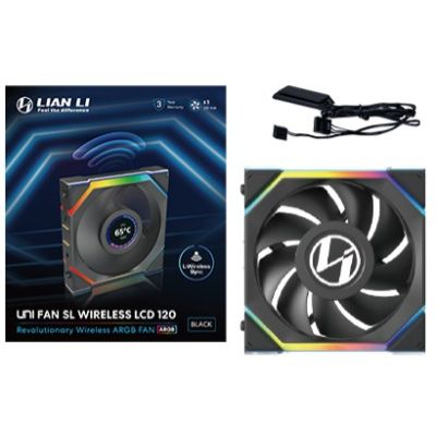 Lian Li UNI FAN SL Kabelloser LCD 120 Computergehäuselüfter 12 cm Schwarz 1 Stück.