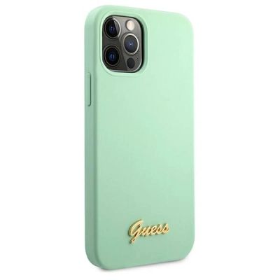 4. Guess Metal Logo Script Case für iPhone 12 Pro Max 6,7" - Grün