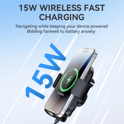 7. Wozinsky WUMID Auto-Armaturenbrett-Telefonhalterung mit 15 W induktivem Ladegerät, Schwarz
