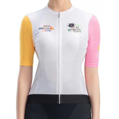 2. Rockbros 15210005005 L Damen-Radtrikot mit Aufdruck - Weiß