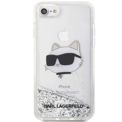 3. Karl Lagerfeld KLHCI8LNHCCS iPhone 7/8/ SE 2020/2022 Silber/Silber Hardcase Glitter Choupette Head
