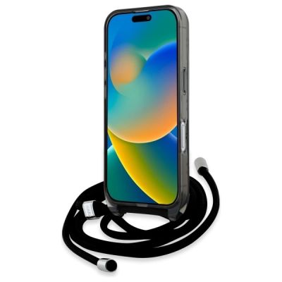 4. Karl Lagerfeld IML Crossbody Monogram Karl & Choupette Head MagSafe Hülle für iPhone 16 – Schwarz