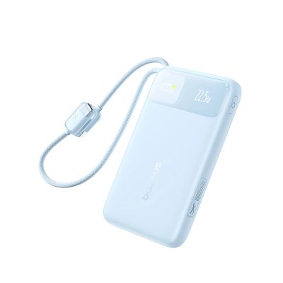 Baseus EnerFill FC11 10000mAh 22,5W Powerbank mit Digitalanzeige und zwei integrierten Kabeln – Blau