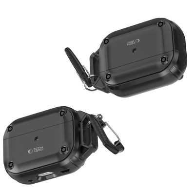 6. Tech-Protect Rough Hook Case mit Karabiner für Apple AirPods Pro 1/2 – Schwarz
