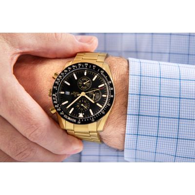 4. Giewont Herrenuhr Chronograph Saphir Gold Schwarz GW8720-B4