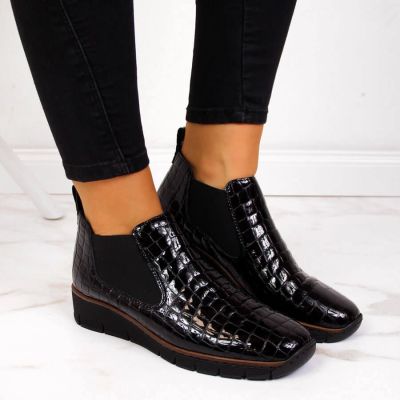 53. Rieker W R474 Schlangenleder Stiefeletten schwarz