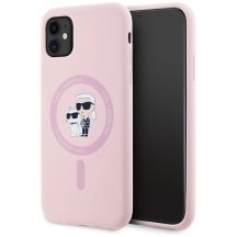Karl Lagerfeld Silikon Karl&Choupette MagSafe iPhone 11 Hülle - Rosa