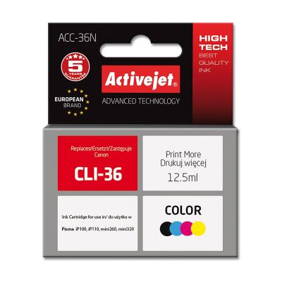 Activejet ACC-36N Tinte (Ersatz für Canon CLI-36; Supreme; 12,5 ml; Farbe)