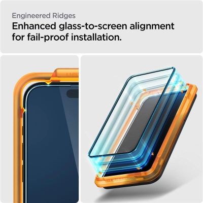 11. Spigen ALM Glass FC Panzerglas für iPhone 15 Plus – Schwarz 2 Stk.