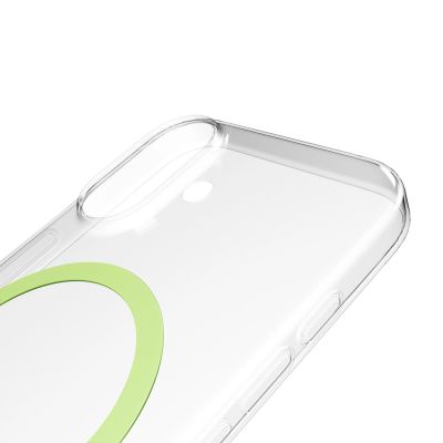 6. Puro Lite Mag TPU+PC Hülle kompatibel mit MagSafe für iPhone 17 - Transparent mit grünem Ring
