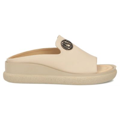 3. Beige Leder-Keilsandalen für Damen, Modell Filippo DK7758
