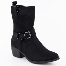 schwarze Wildleder-Cowboystiefel für Damen, M.Daszyński MR1921-47