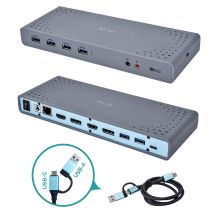 i-tec CADUAL4KDOCK Kabelgebundene Dockingstation USB 3.2 Gen 1 (3.1 Gen 1) Typ-C Schwarz, Türkis