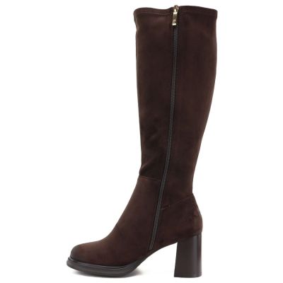 3. Damenstiefel aus braunem Veloursleder mit Absatz Potocki SZ12849