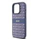 6. DKNY Lederhülle mit Monostreifen und Metalllogo für iPhone 15 Pro – Blau
