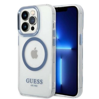 Ratet Guess , GUHMP14XHTRMB iPhone 14 Pro Max 6,7" blau/blaue Hartschale Metal Outline Magsafe
