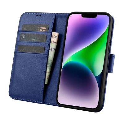 3. iCarer Wallet Case 2in1 Cover iPhone 14 Plus Anti-RFID Leder Flip Case Blau (WMI14220727-BU)