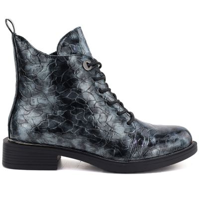2. Damen-Ankle-Boots aus Lackleder, grau, S.Barski HY62-8140