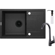 Granitspüle mit Einzelbeckenarmatur und Abtropffläche – mit Wasserspender ZRCC2113 5907650819394