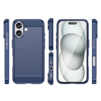 3. Carbon Case Silikonhülle für iPhone 16 - Blau
