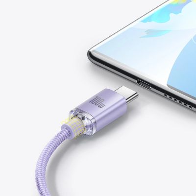 9. Baseus Crystal Shine Series Kabel USB-Kabel für schnelles Aufladen und Datenübertragung USB Typ A - USB Typ C 100W 2m Lila (CAJY000505)