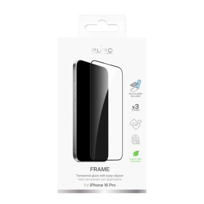 7. Puro Frame gehärtetes Glas mit Rahmen für iPhone 16 Pro