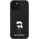 3. Karl Lagerfeld Fixed Glitter Ikonik Logo Metal Pin Hülle für iPhone 15 – Schwarz