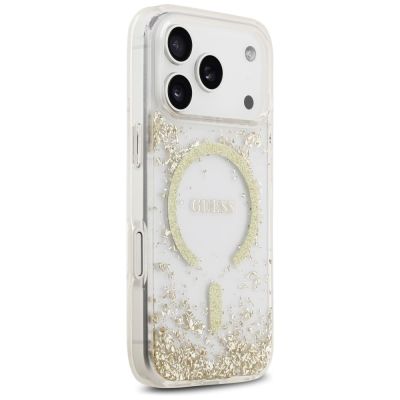 4. Guess Resin Bottom Glitter MagSafe Hülle für iPhone 17 Pro - Gold