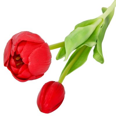 20. Strauß aus 5 roten Pfingstrosen-Tulpen, 39 cm, naturgetreue Frühlingsdekoration