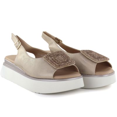 4. Damensandalen mit dickem Plateau, goldfarben, Potocki SZ12590