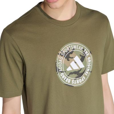 5. adidas Herren-T-Shirt mit Camouflage-Muster, olivgrün, KC7164