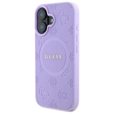 2. Guess Saffiano Peony Classic Logo MagSafena iPhone 16 Plus Hülle – Lila