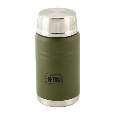 M-TAC Olive Edelstahl-Lunchthermoskanne mit Löffel, Fassungsvermögen 750 ml.