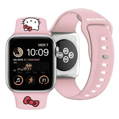 4. Hello Kitty Silikon-Kopfband für Apple Watch 42/44/45/49 mm – Rosa