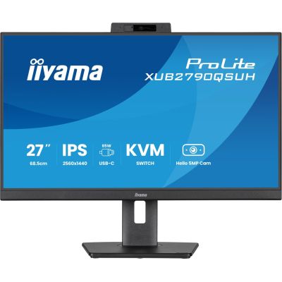 8. Monitor iiyama XUB2790QSUH-B2 27" IPS-Panel 2560x1440 100Hz Windows Hello 5MP Kamera Autofokus 15cm Standfußhöhenverstellung 4ms 250