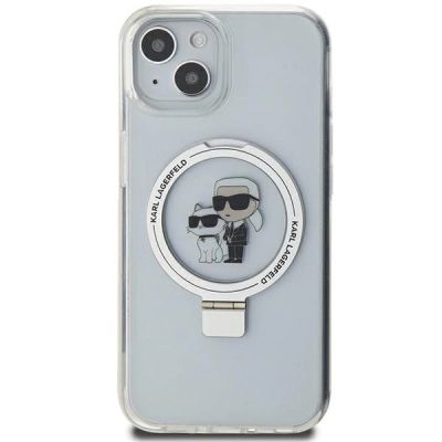 3. Karl Lagerfeld KLHMP15SHMRSKCH iPhone 15 / 14 / 13 6,1" weiß/weiß Hardcase Ringständer Karl&Choupette MagSafe