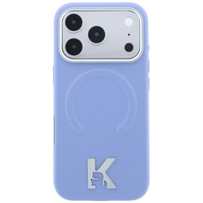 3. Karl Lagerfeld MagSafe Hülle mit geprägtem Ringmuster und Kameo-Logo für iPhone 18 Pro / 17 Pro – Hellblau