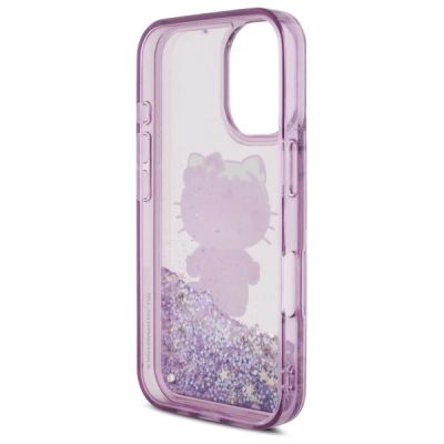 7. Hello Kitty Liquid Glitter 50TH Anniversary Party Hülle für iPhone 16 – Lila