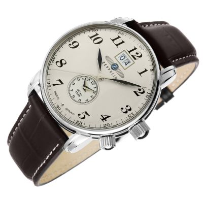 6. Herrenuhr ZEPPELIN LZ127 Graf Zeppelin Dual Time 7644-5 + Box