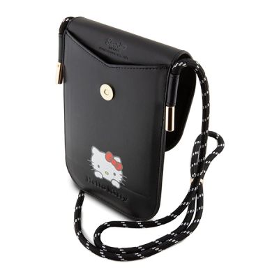 5. Hello Kitty Daydreaming Cord-Tasche aus Leder – Schwarz