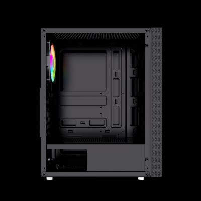 8. GEMBIRD FORNAX 2500 MIDI-TOWER-CASE (1x USB 3.0, 2x USB 2.0, HD-Audio, Seitenwand aus Glas) SCHWARZ