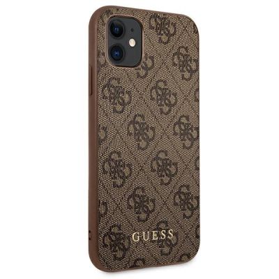 4. Guess 4G Metal Gold Logo Case für iPhone 11 / Xr 6.1" - Braun
