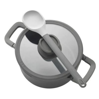 3. BergHOFF 3950593 Suppentopf 4,4 l Schwarz Aluminium, Glas, Silikon