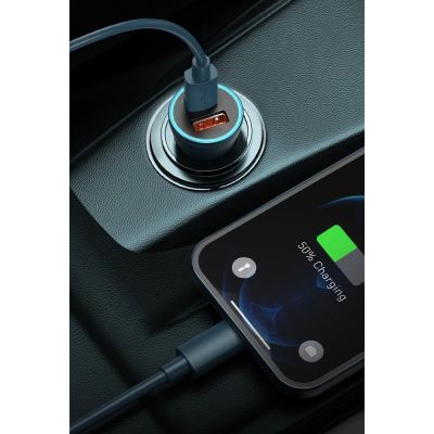 14. Baseus Golden Contactor Pro Quick Charger Auto Ladegerät 2x USB 40 W Quick Charge SCP FCP AFC + USB - USB Typ C Kabel grau (TZCCJD-A0G)