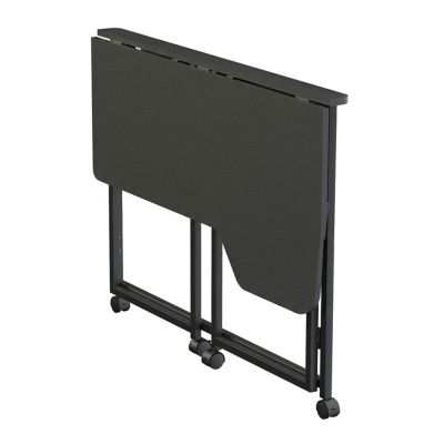 9. MACLEAN Klappschreibtisch mit Rollen, schwarz, mobil, 100 x 65 cm, max. 50 kg, abgewinkelt, L-förmig, MC