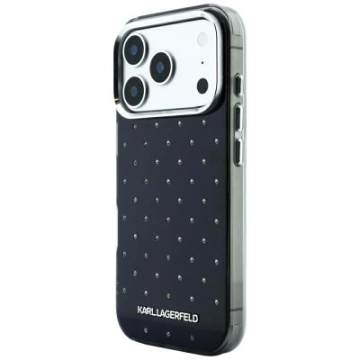 2. Karl Lagerfeld IML Strass-Hülle mit galvanisiertem Logo für iPhone 17 Pro / 18 Pro – Schwarz