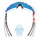 3. Rockbros Polarisierte Fahrradbrille mit UV-Schutz und Korrektureinsatz, blaue Gläser, USA-Muster, Weiß