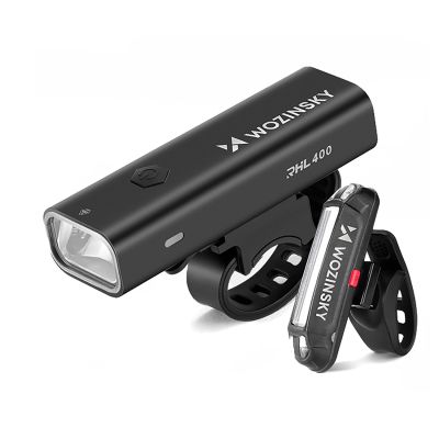 Wozinsky WSBLB2 USB-C Fahrradlicht-Set vorne (400 lm) und hinten, Schwarz