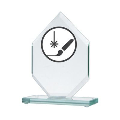 Gravierte Glastrophäe + Farbfüllung