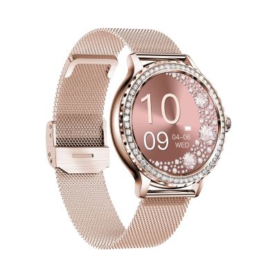 6. VELTORI VT320-1 Damen-Smartwatch, Goldarmband + rosa Silikonarmband